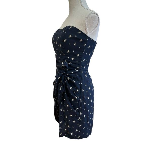 Club Monaco Navy Floral 100% Silk Harper Dress Size 2 - Picture 5 of 6